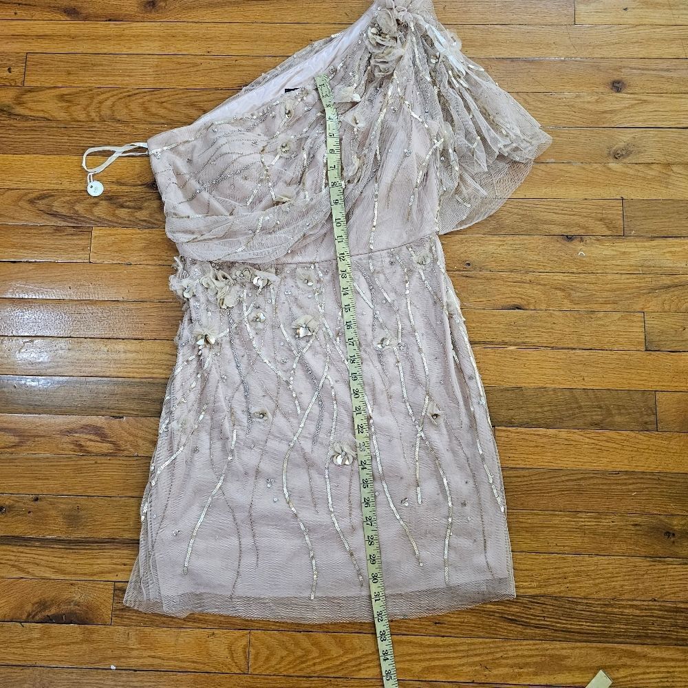 Pronovias Gold Tulle Sequin Mini Dress Size 14 - Picture 11 of 12